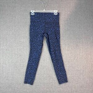 Athleta Blue Black Leopard Print Salutation Stash Pocket II‎ 7/8 Tight Legging S
